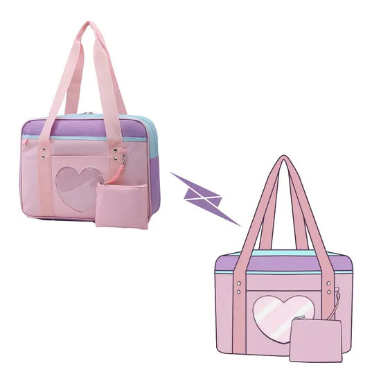 Bolsa Ita personalizada con impresión rosa y ventana transparente para alfileres, muy vendida.